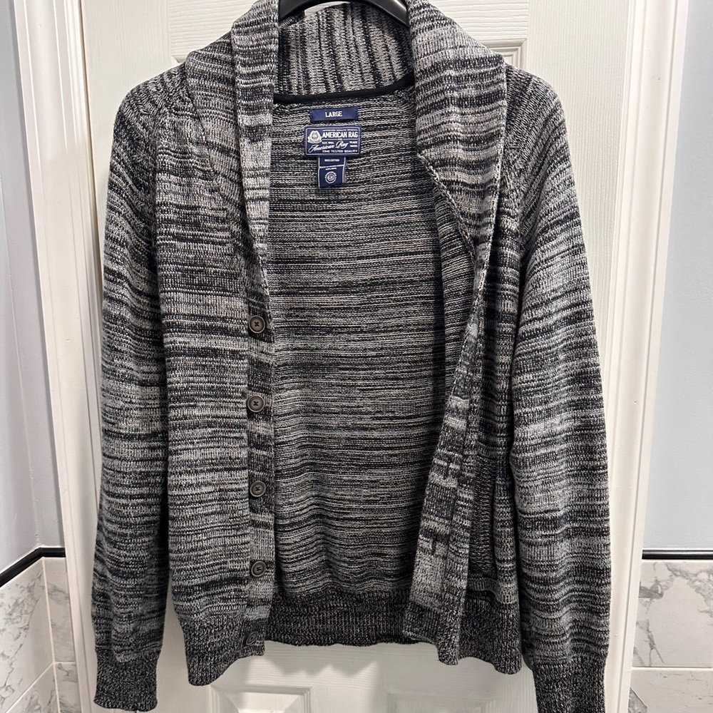 Gray American Rag Striped Button-Up Cardigan